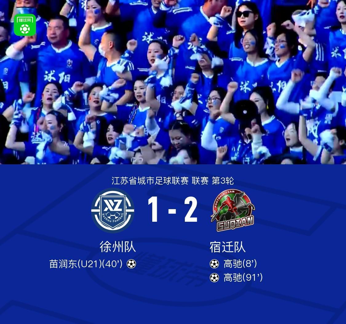 开云官网-徐州1-2宿迁，高驰双响+世界波绝杀，苗润东破门难救主